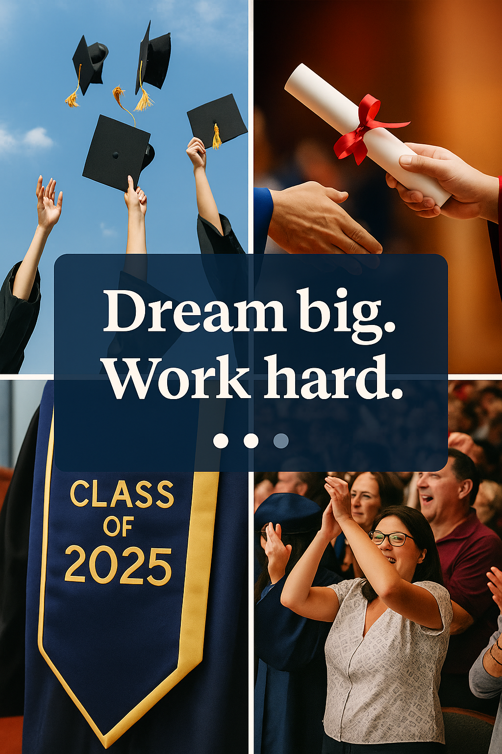 Students tossing graduation caps in the air